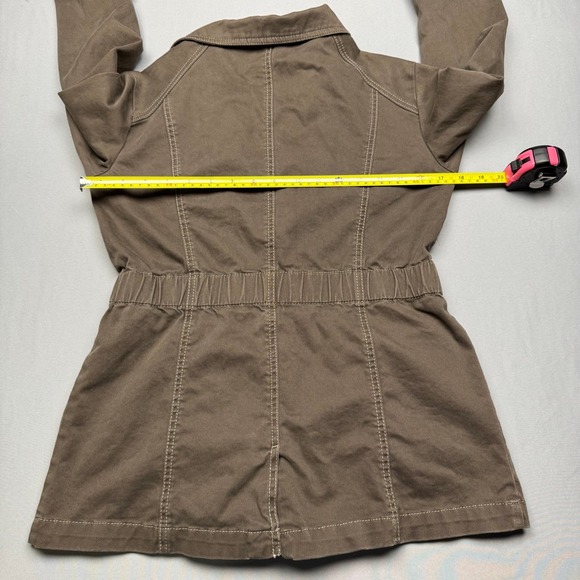 DKNY JEANS Women Brwn Utility Jacket Cargo Cinched Waist 3/4 Slv Button Front XS - Picture 5 of 9